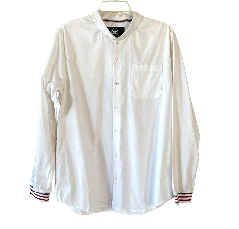 THC THE HIDEOUT CLOTHING Men's Size XL White Button-Up Cotton Long Sleeve Shirt